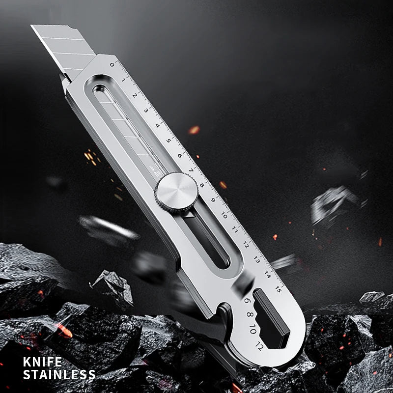 CowLost | product_id-6-in-1-multifunctional-stainless-steel-utility-knife-18mm-25mm-with-ruler-bottle-opener-tail-break-snap-off-cutter |1