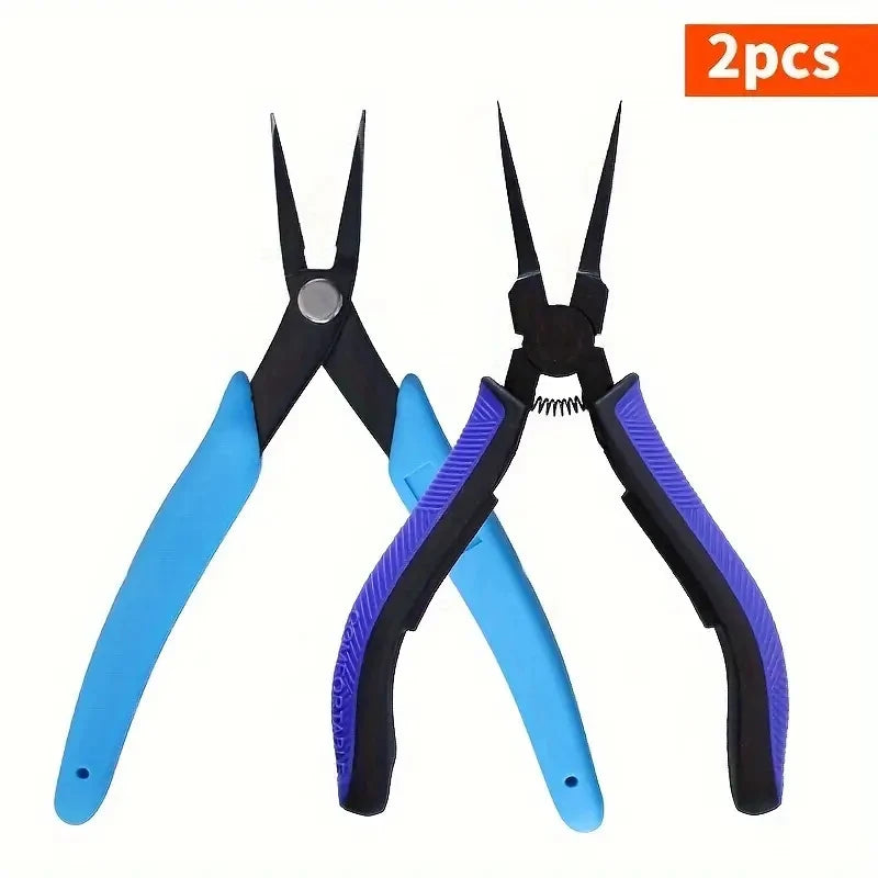 1pc/2pcs Professional Long Needle Nose Pliers High Carbon Steel Flat Nose Pliers Jewelry Making Bending Wire Open & Close Tools