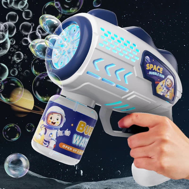 Space Astronaut Rocket Automatic Bubble Gun with Bubble Liquid Toy for Kids Gift