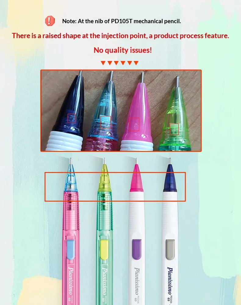 CowLost | product_id-pentel-pd105t-0-5mm-mechanical-pencil-break-resistant-lead-color-blocked-transparent-side-smooth-writing |7