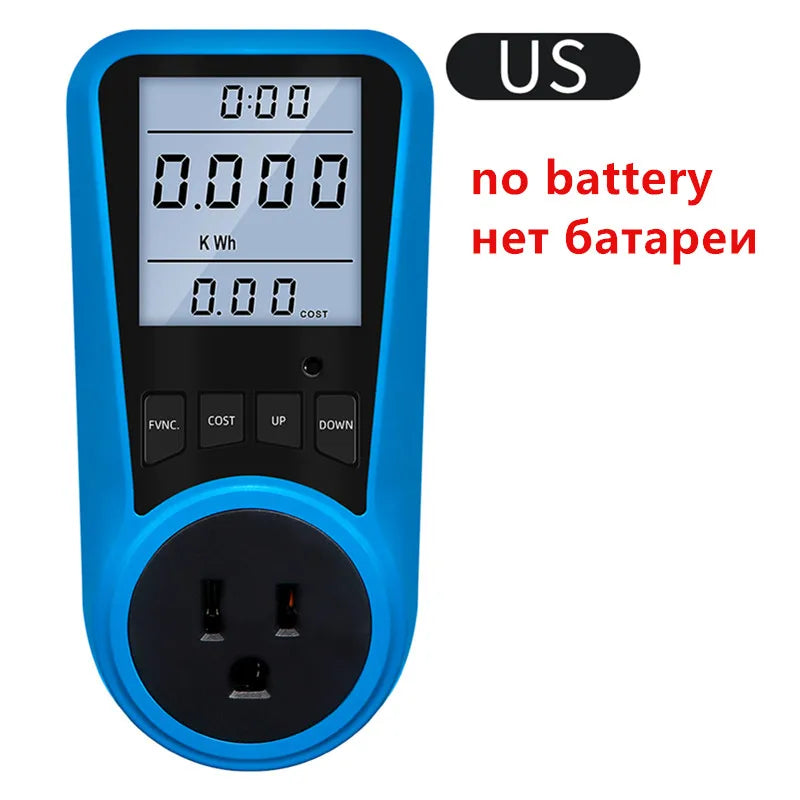 Digital Wattmeter Power Meter Voltmeter AC 220V LCD Backlight Energy Tester with EU US UK AU FR BR IT Plug
