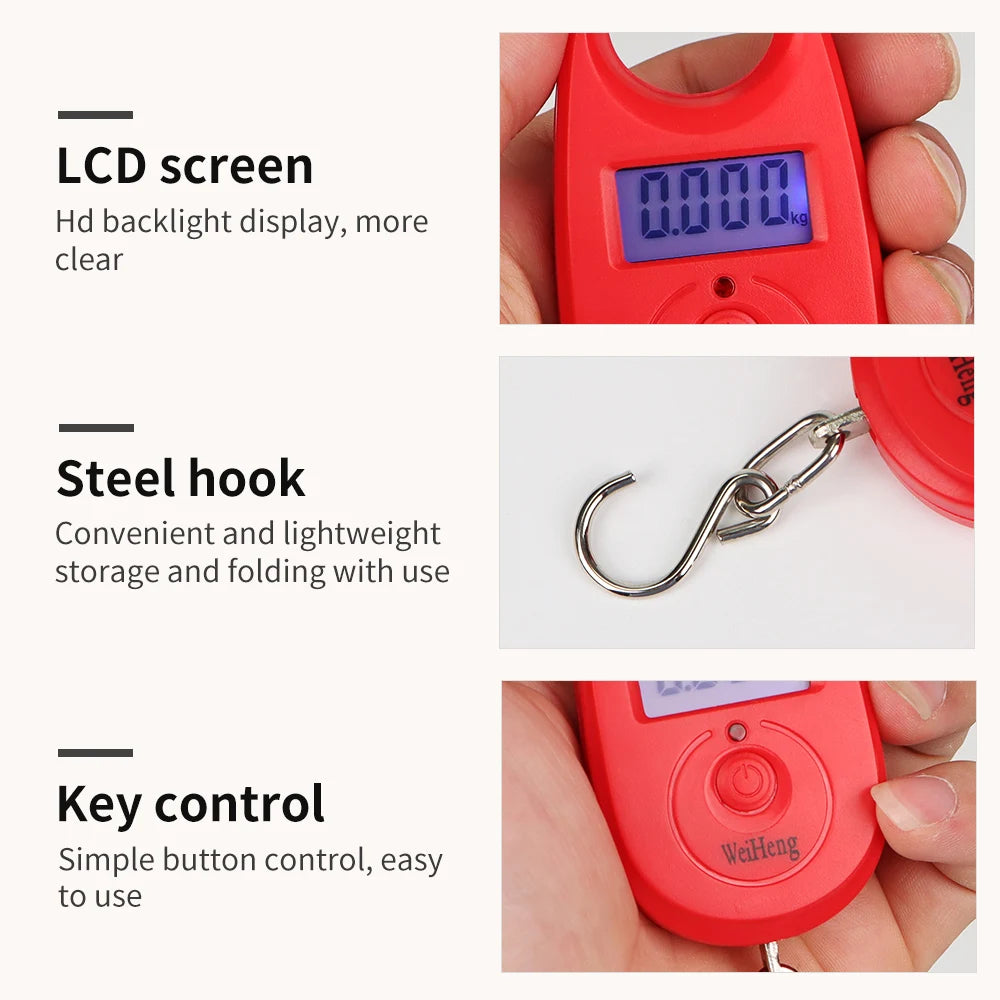 25kg 5g Mini Portable Digital Hook Scale with Backlit LCD for Luggage Fishing Weighing