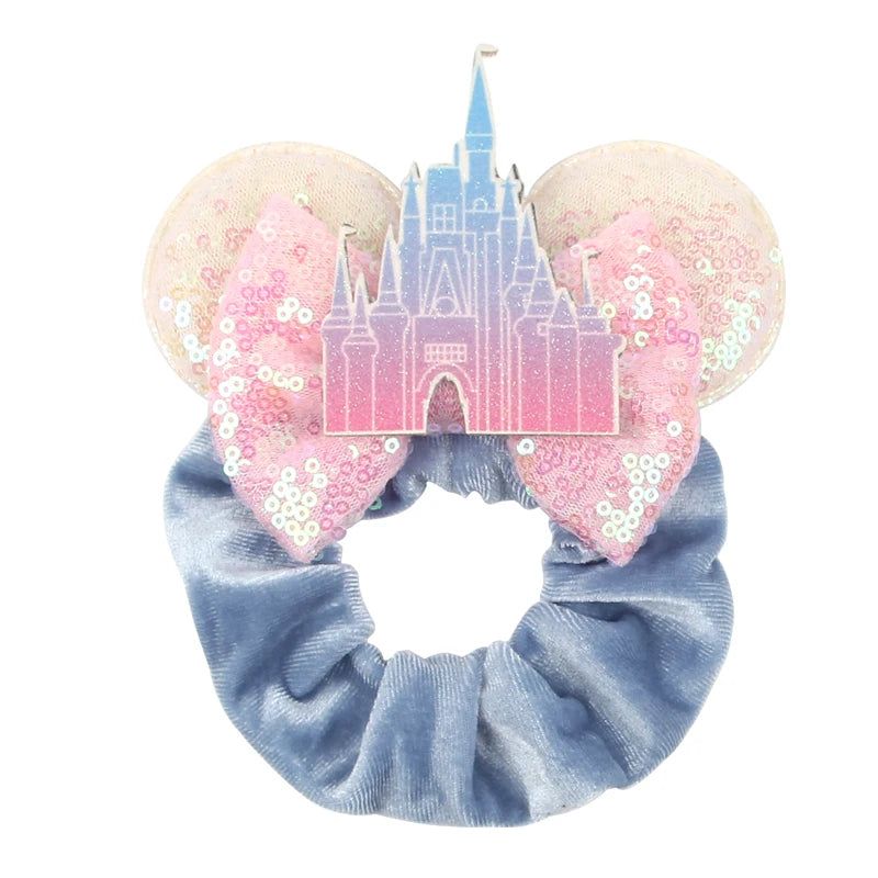 CowLost | cute-disney-castle-fireworks-balloons-hair-scrunchies-velvet-hairband-for-girls |19