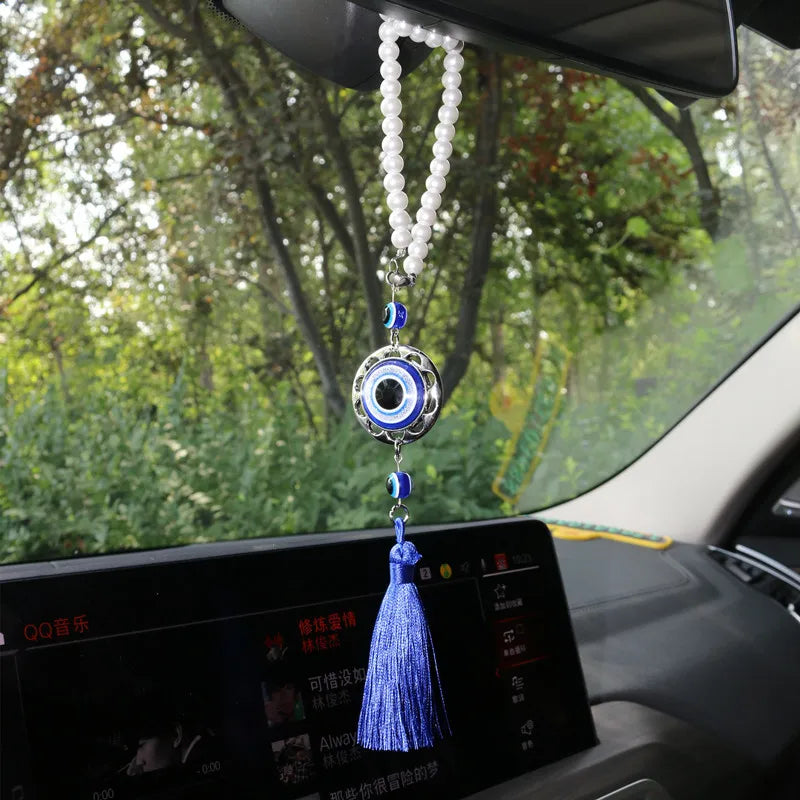 CowLost | product_id-blue-evil-eye-crystal-tassel-car-rearview-mirror-pendant-halloween-talisman-gift |1