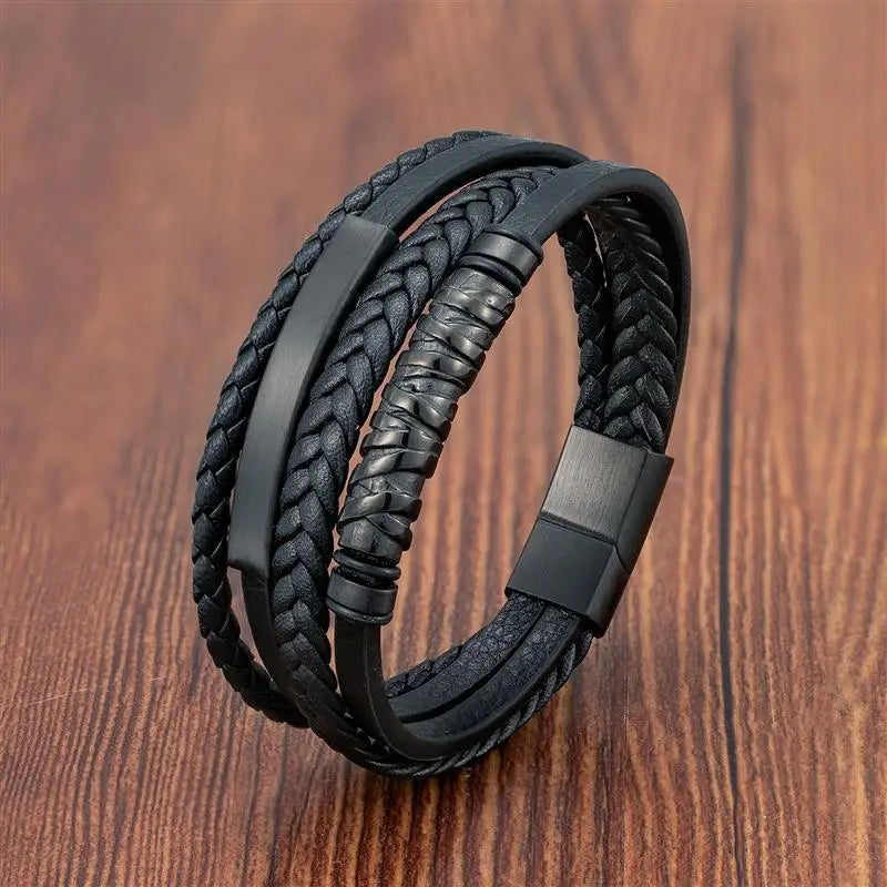 CowLost | multilayer-stainless-steel-insert-bracelet-viking-leather-bracelets-for-men |33