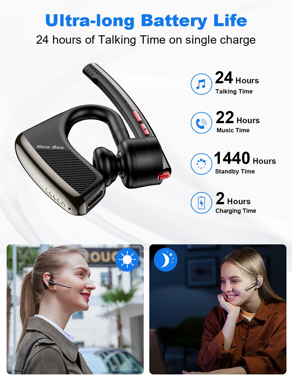 CowLost | new-bee-m50-bluetooth-headset-wireless-earpiece-earphones-24-hrs-talk-time-v5-2 |3