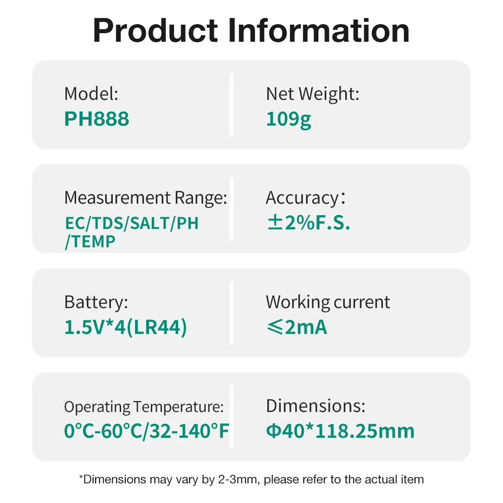 5-in-1 Digital Water Quality Tester PH/EC/TDS/Salt/Temp Meter Portable Test Pen for Pool Aquarium