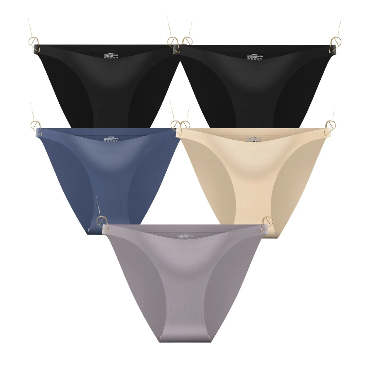 CowLost | product_id-5pcs-womens-seamless-low-waist-ultra-thin-ice-silk-briefs-solid-colors |16