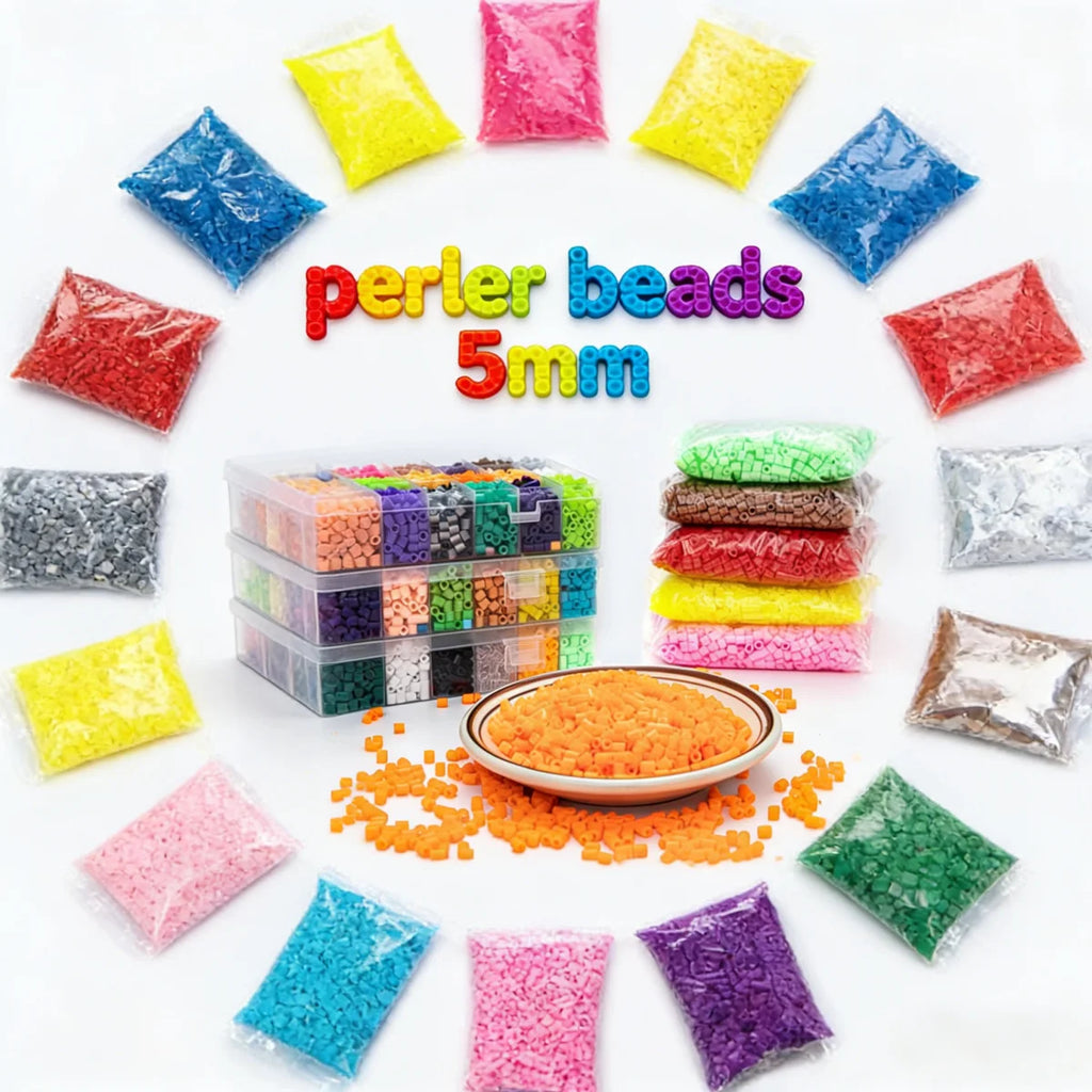 500pcs 5.0mm Perler Fuse Beads DIY 3D Puzzle Educational Toy Kit