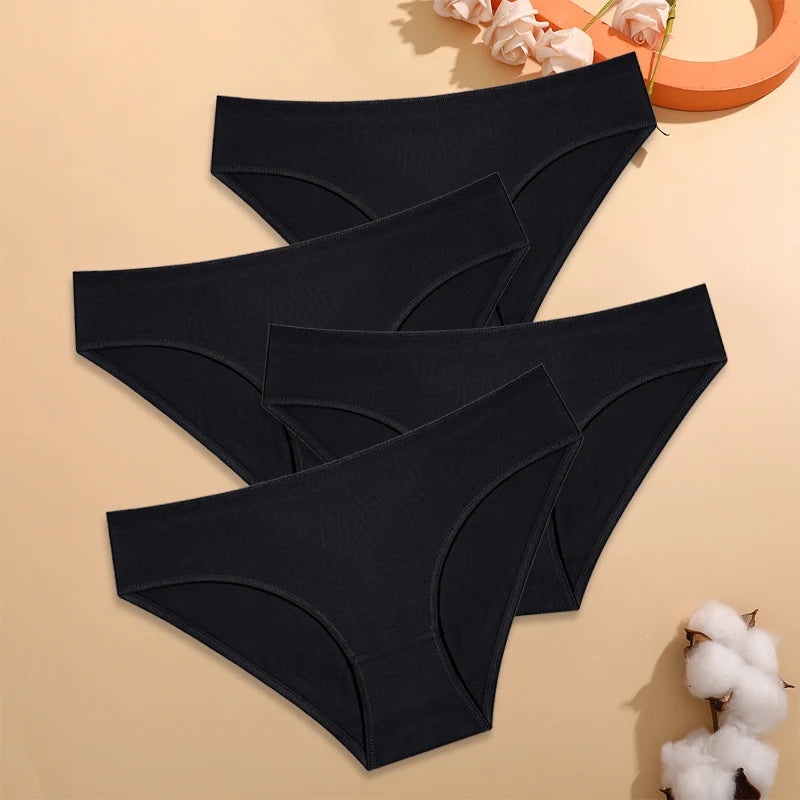 CowLost | activewear-pants-4pcs-womens-low-waist-cotton-seamless-stretchy-panties-set |27