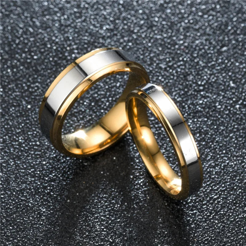 Stainless Steel Couple Rings Set Matching Wedding Bands for Men & Women Anniversary Valentine Gift Sizes 6-13