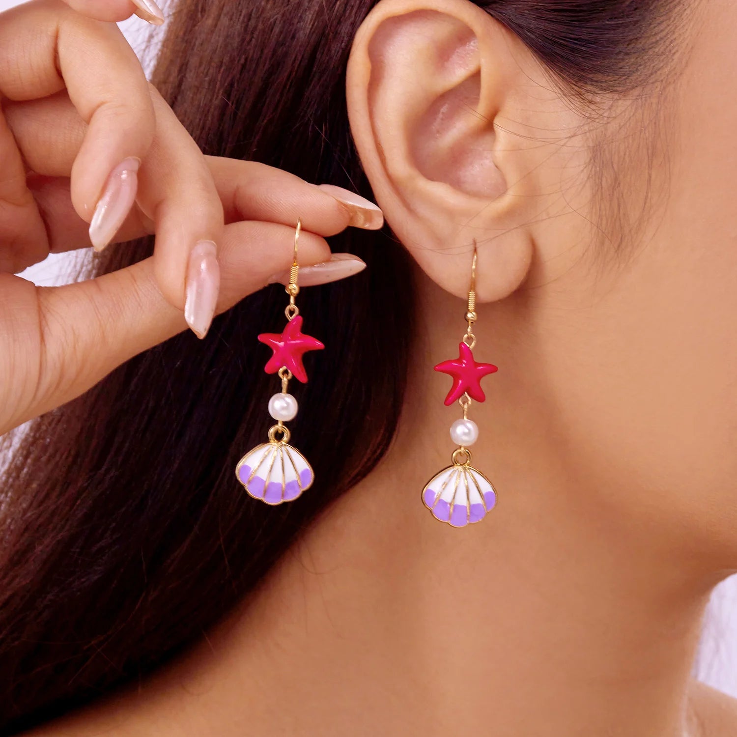 CowLost | conch-shells-starfish-dangle-earrings-for-women-bohemia-long-tassel-star-shell-drop-earring-girl-ocean-beach-party-jewelry |7
