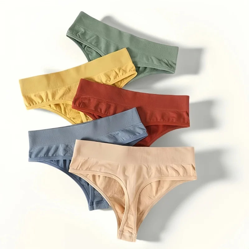 CowLost | 2pcs-set-seamless-panties-sexy-women-underwear-g-string-thong-high-waist-solid-color-lingerie-sexy-female-underpants-intimates |1