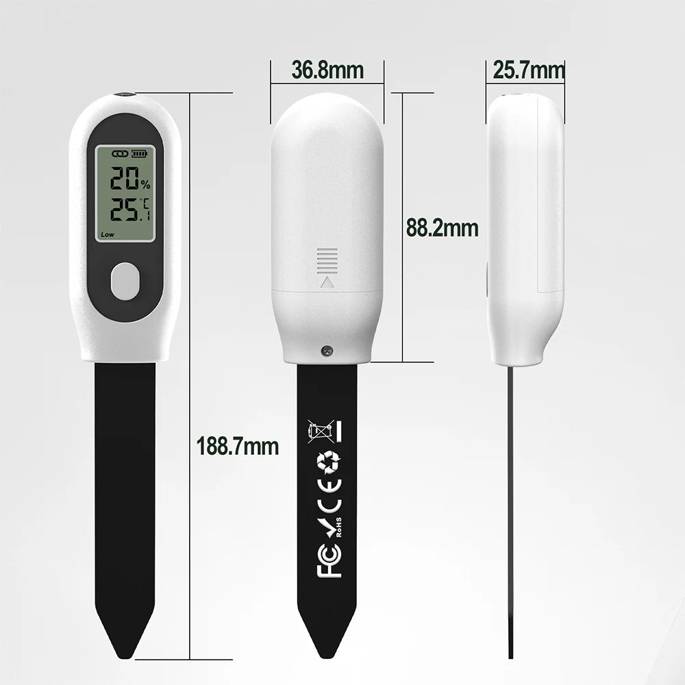Tuya Zigbee 3-in-1 Soil Tester LCD Humidity Temperature Sunlight Meter Smart APP Monitor for Plants Garden