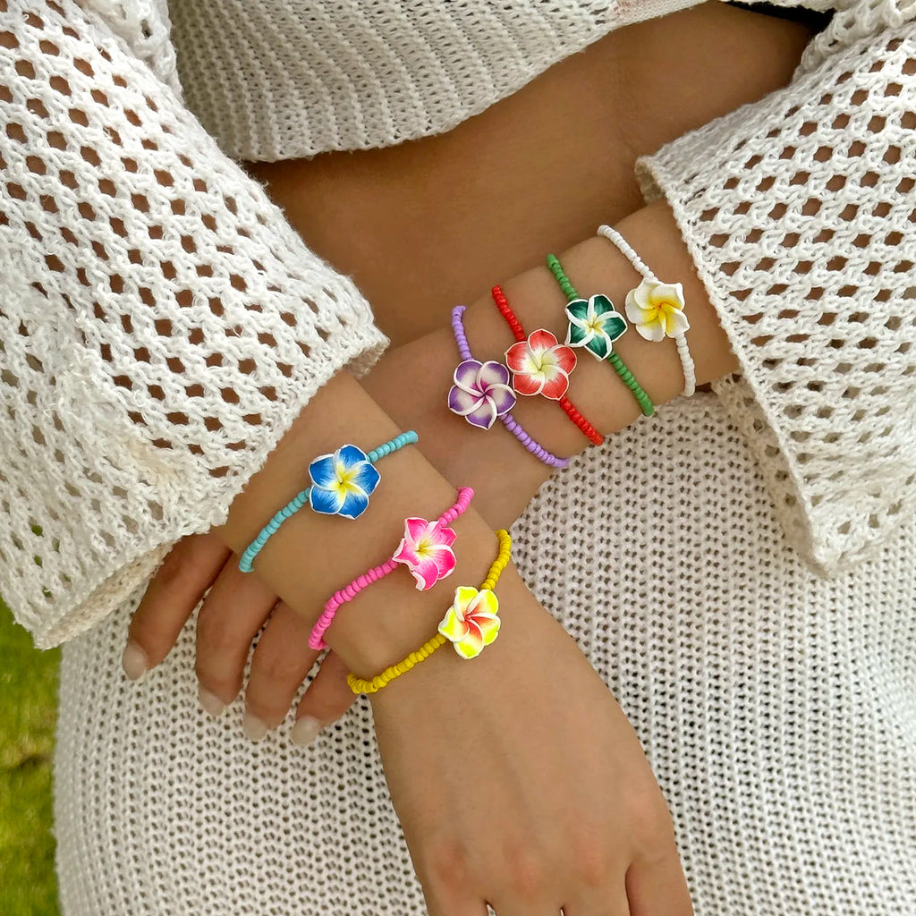 CowLost | bohemian-colorful-flower-bracelet-for-women-handmade-rice-beads-polymer-clay-flower-bracelets-girl-beach-party-daily-jewelry |3