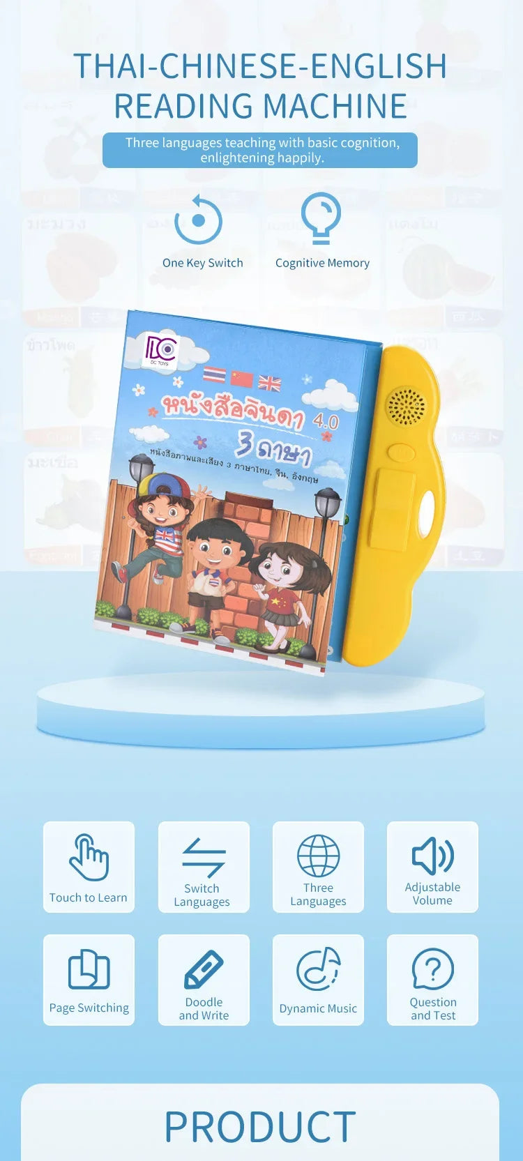 CowLost | pens-product_id-3-in-1-educational-story-notebook-with-reading-pen-thai-chinese-english-learning-machine |7