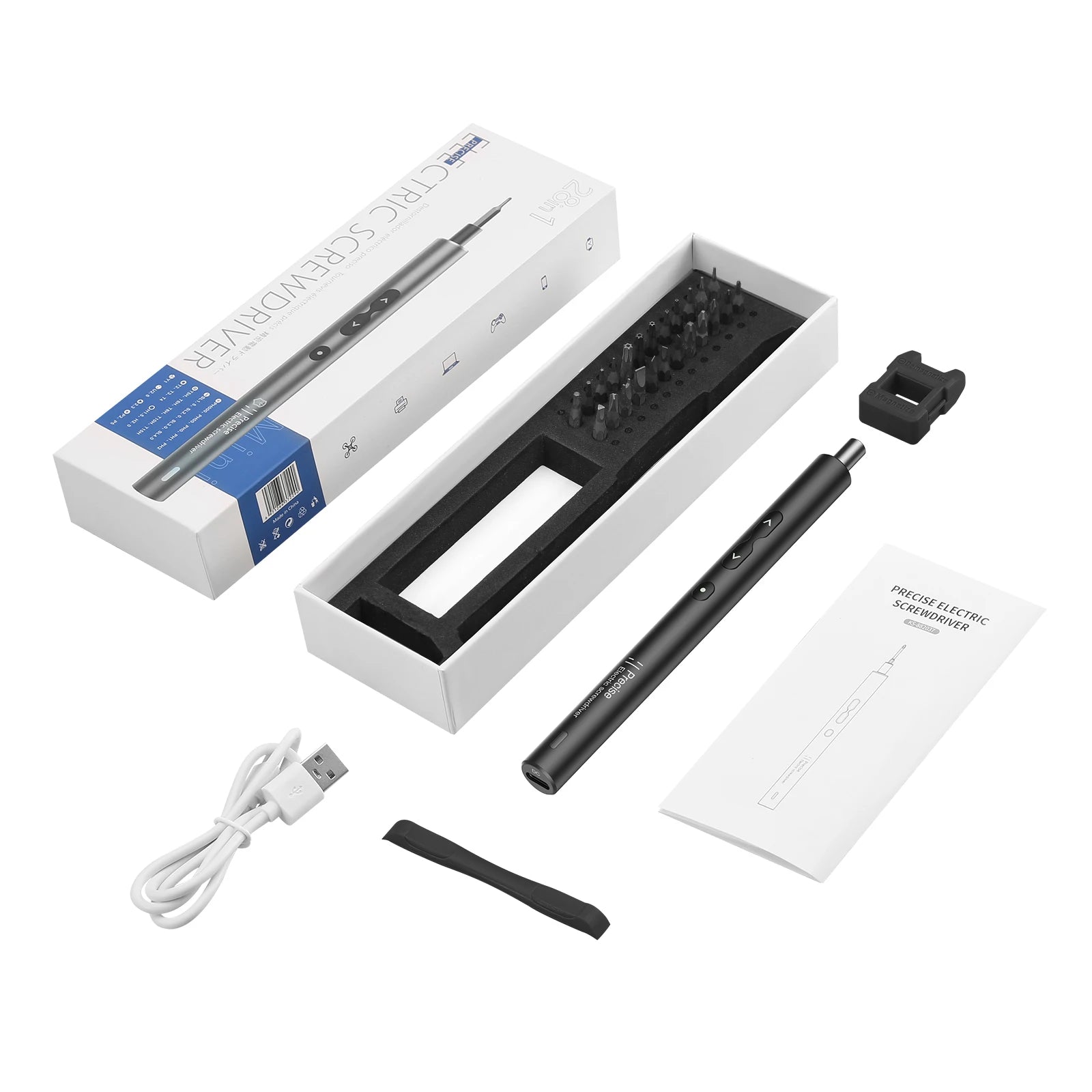 28-in-1 Cordless Electric Screwdriver Set Rechargeable Magnetic Bits for Phone Laptop Repair