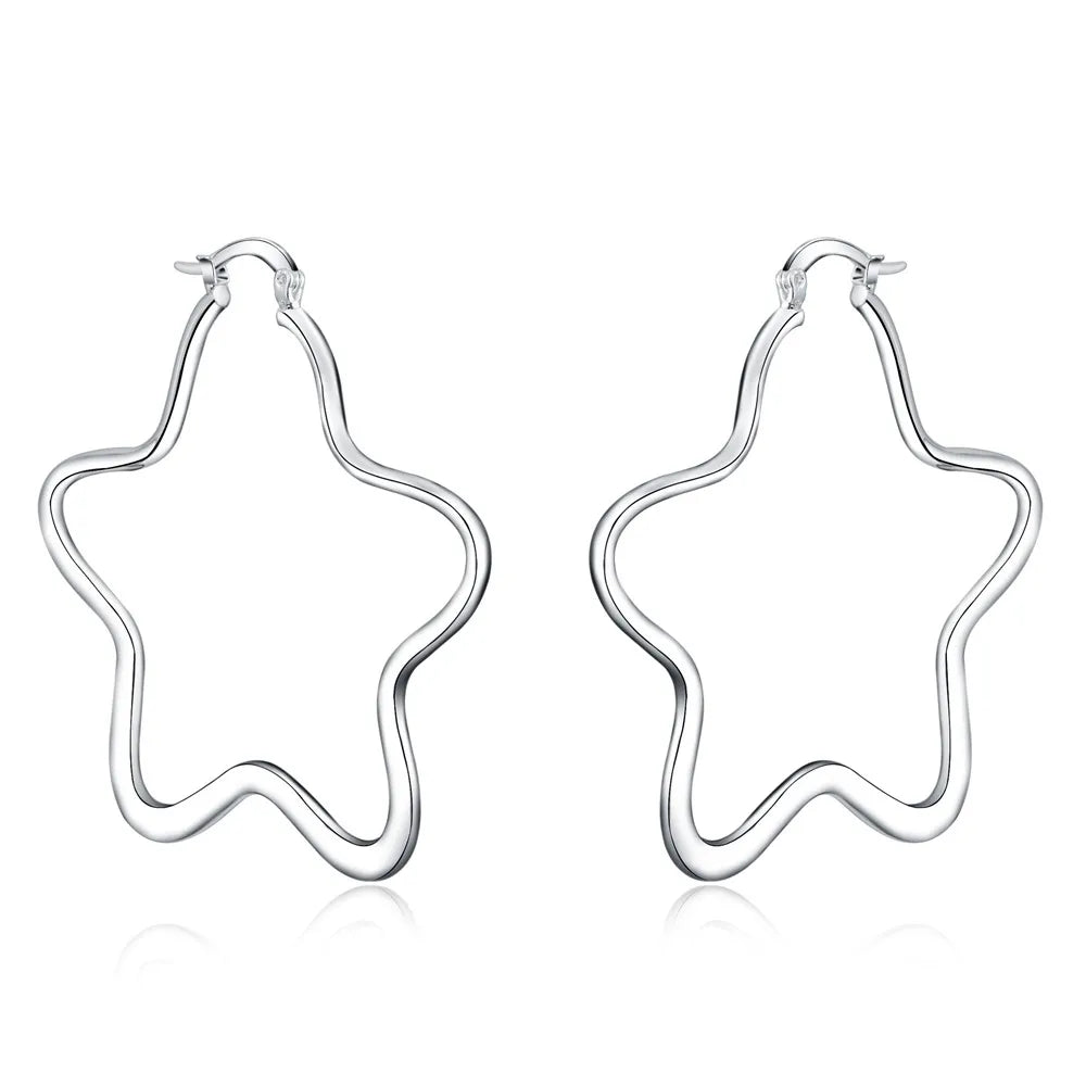 CowLost | business-card-cases-925-sterling-silver-geometric-hoop-earrings |6