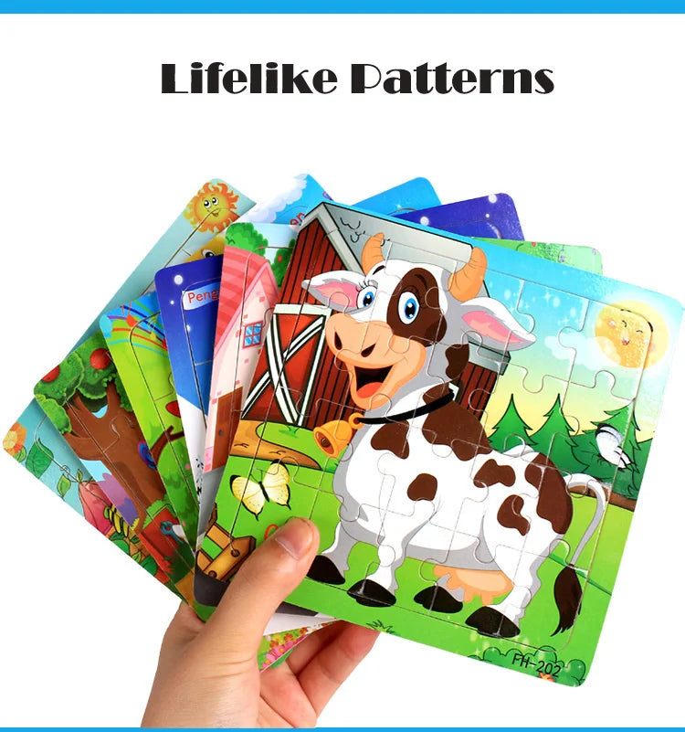 CowLost | fencing-barriers-20-piece-wooden-3d-cartoon-puzzle-educational-toy |10
