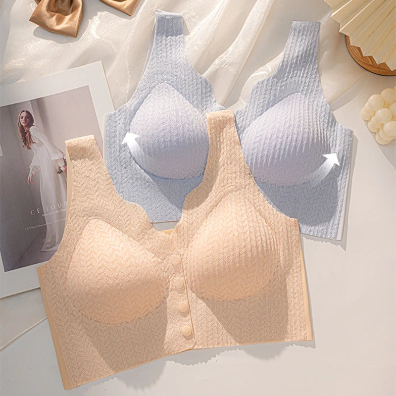 CowLost | product_id-plus-size-seamless-nursing-bra-with-front-buckle-thin-mold-cups-anti-sagging-support |1