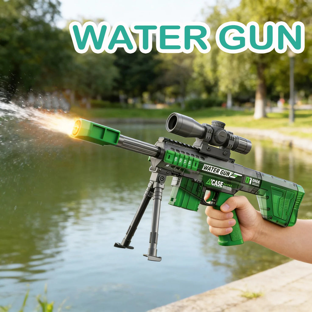 Electric Water Gun Toy Manual & Automatic with Lights, Sound, Long Range Water Squirt Gun for Beach and Pool