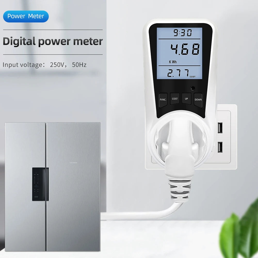 Digital AC Power Wattmeter 110V-220V Energy Consumption Meter with EU, US, UK, AU, BR, FR, IT, TH Plug Options