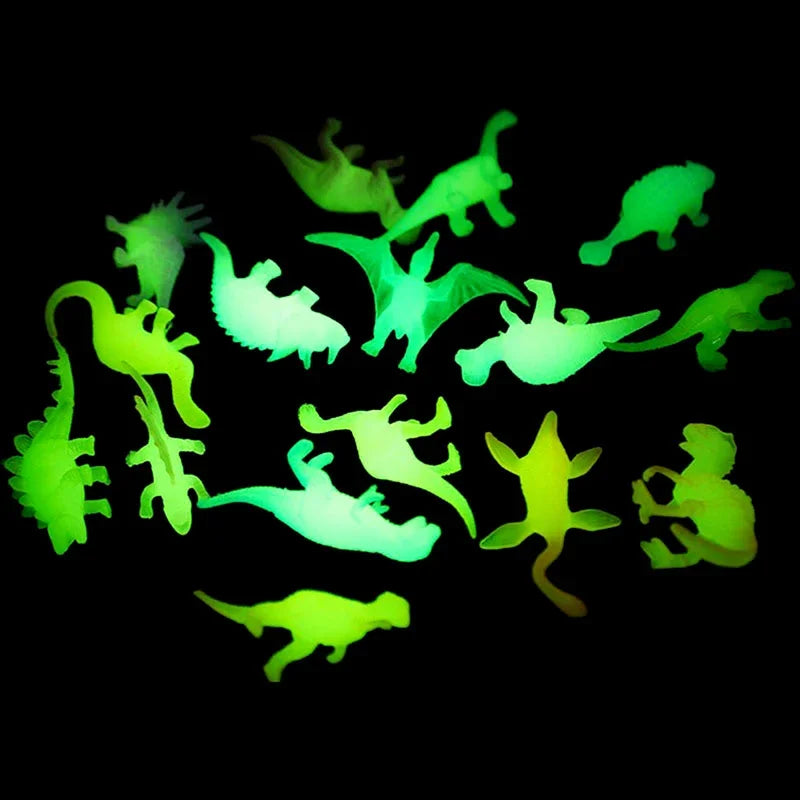 16Pcs Glow-in-the-Dark Mini Dinosaur Figure Toys Set