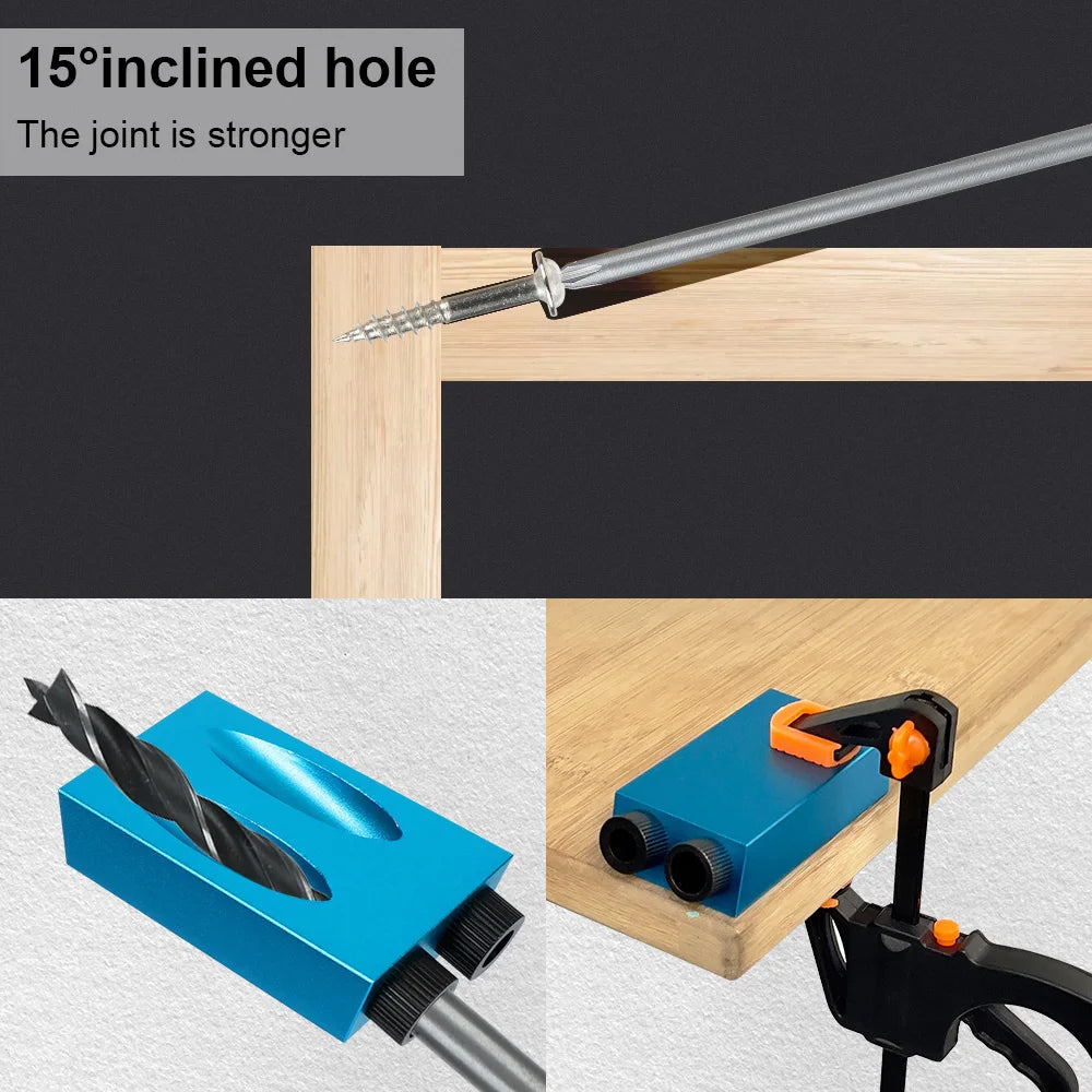 CowLost | product_id-15pcs-15-pocket-hole-jig-kit-with-drill-bit-and-locator-for-woodworking |5