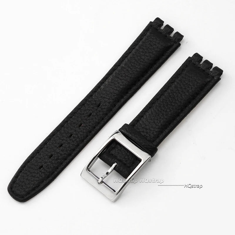CowLost | bracelets-product_id-17mm-genuine-leather-watch-strap-for-swatch-lychee-band-brown-unisex-wristband |17