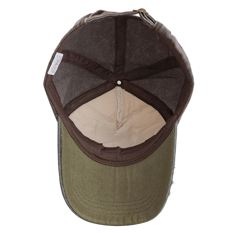 CowLost | unisex-washed-cotton-cap-skull-print-distressed-baseball-cap |5