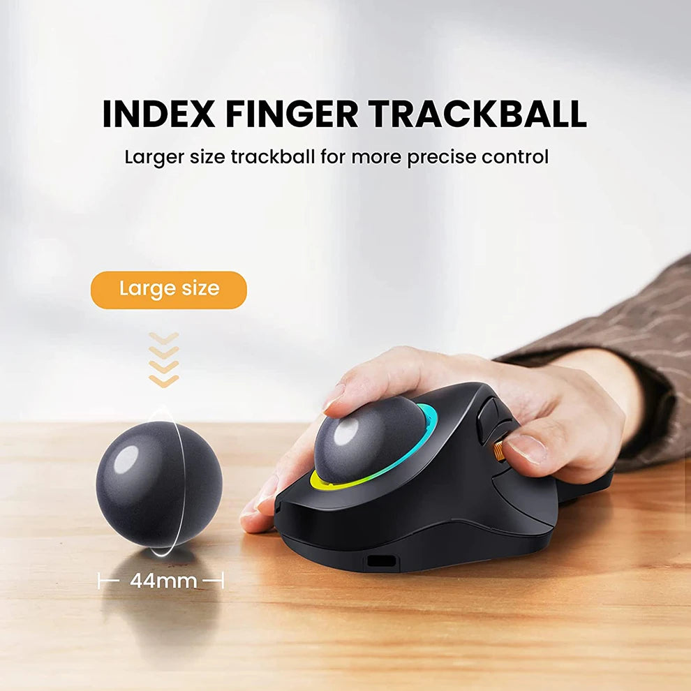 CowLost | jomaa-bluetooth-rgb-trackball-mouse-2-4ghz-wireless-finger-control-rechargeable-ergonomic-backlit-rollerball-mice-for-mac-ipad |8