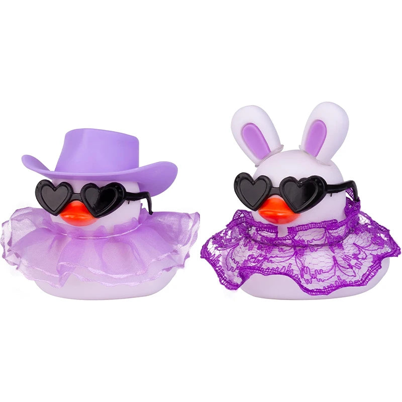 CowLost | product_id-car-dashboard-rubber-duck-ornament-set-with-mini-hat-sunglasses-and-skirt |1
