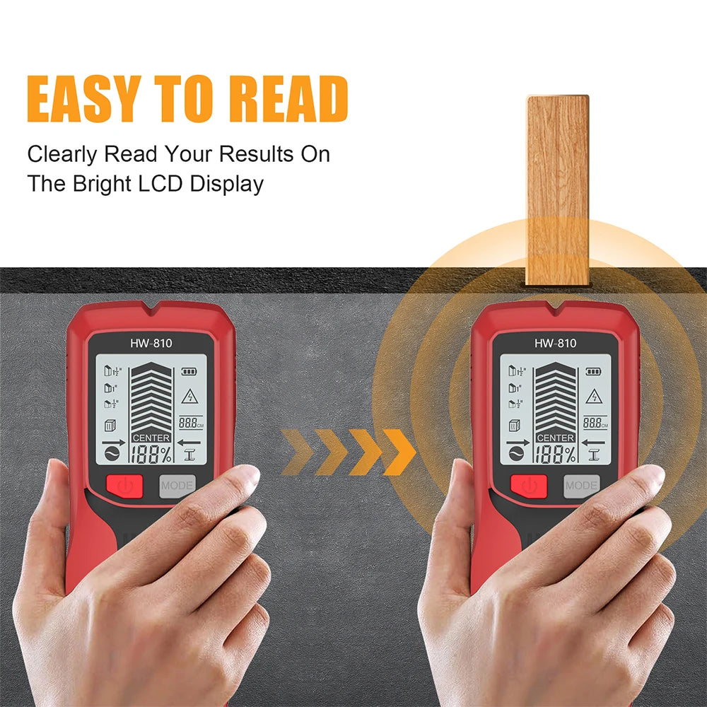 Handheld 6-in-1 Metal Detector Wall Stud Finder Digital Scanner with LCD Display