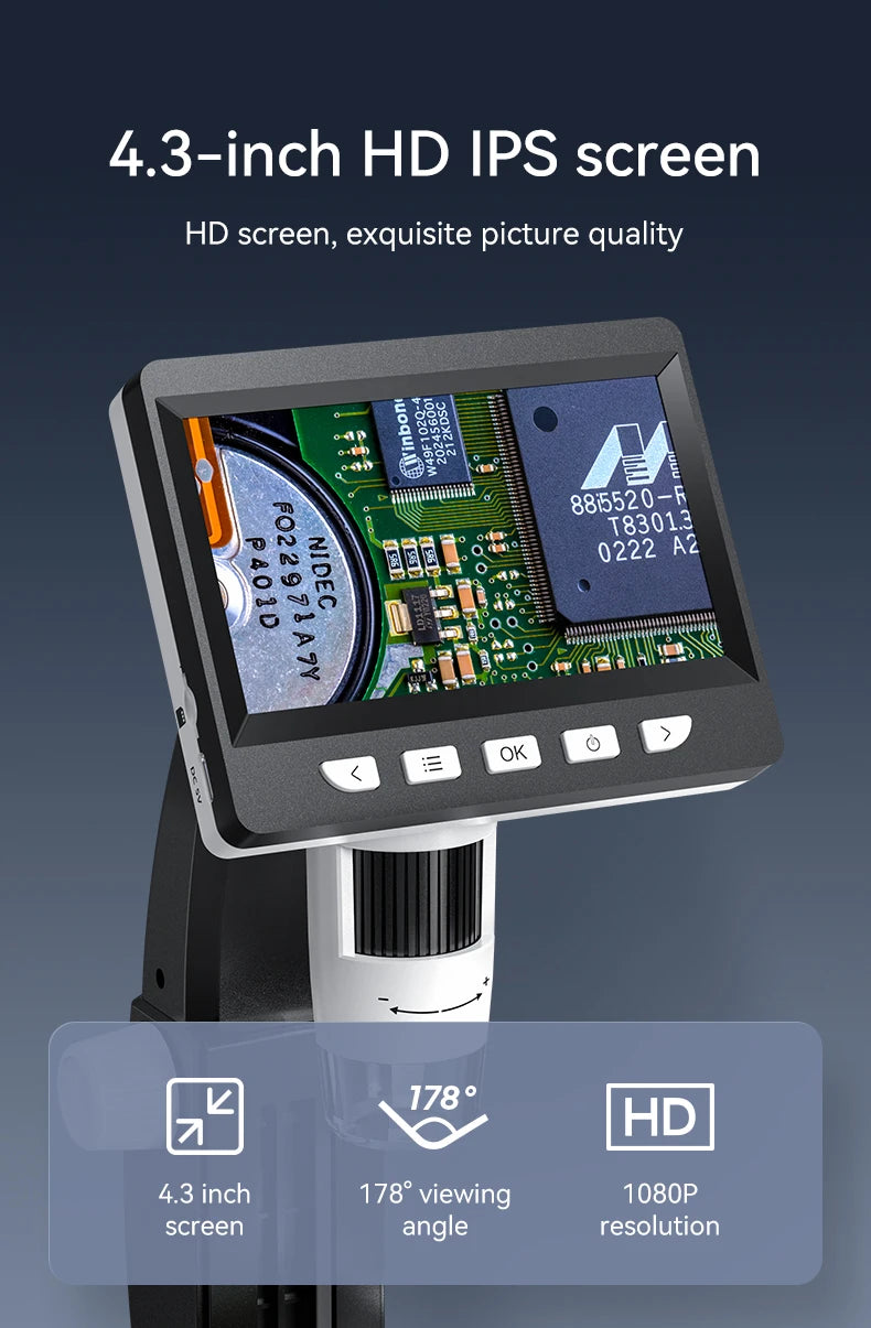 CowLost | product_id-1080p-4-3-lcd-digital-microscope-1000x-magnification-with-adjustable-carrier-table-for-pcb-repair-and-welding |9