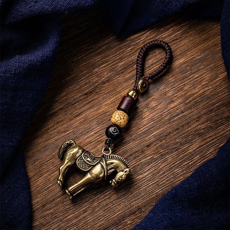 CowLost | product_id-brass-chinese-zodiac-horse-pendant-braided-key-chain-lucky-money-gift |5
