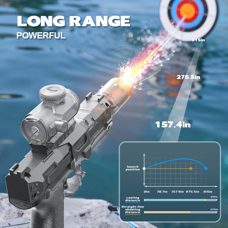 Electric Automatic Water Gun with Continuous Firing and Lights for Outdoor Use