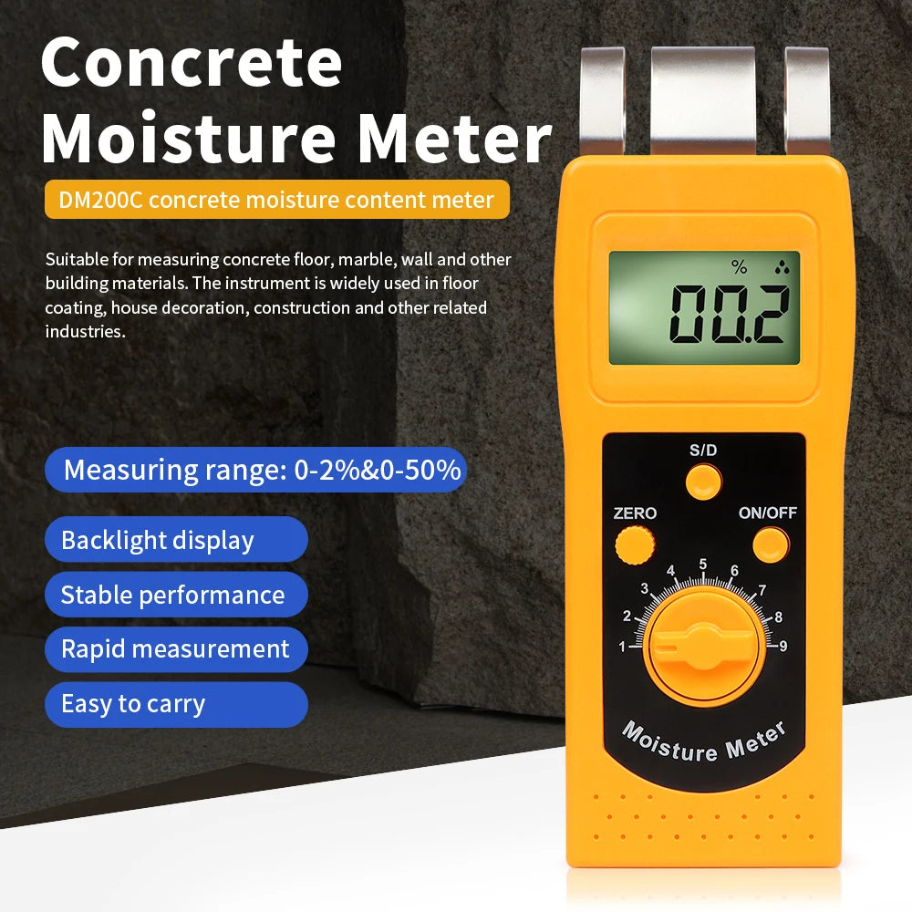DM200 Portable Digital Multifunctional Moisture Meter for Wood, Paper, Concrete, and Meat
