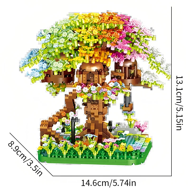 CowLost | product_id-pink-cherry-blossom-rainbow-treehouse-building-block-toy-for-parent-child-assembly |19