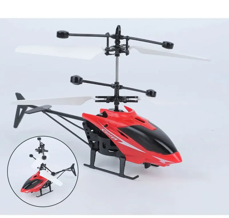 Rechargeable Mini RC Helicopter Drone Safe Fall-Resistant Toy (No Remote Battery)