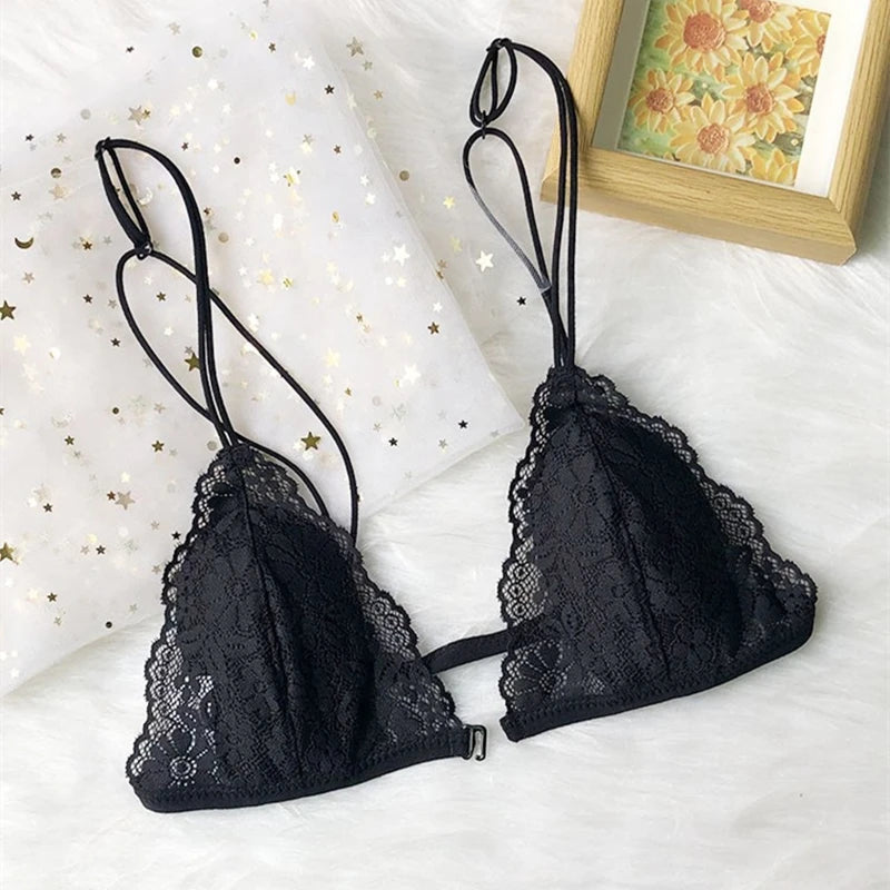CowLost | product_id-wireless-french-style-triangle-cup-bra-with-front-button-lace-back-ultra-thin-straps |1