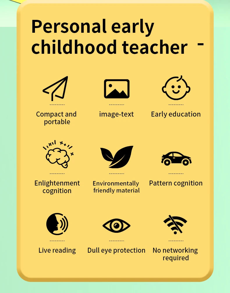 Early Education Talking Flash Card Machine with English Audio Book for Kids Birthday Gift Toy