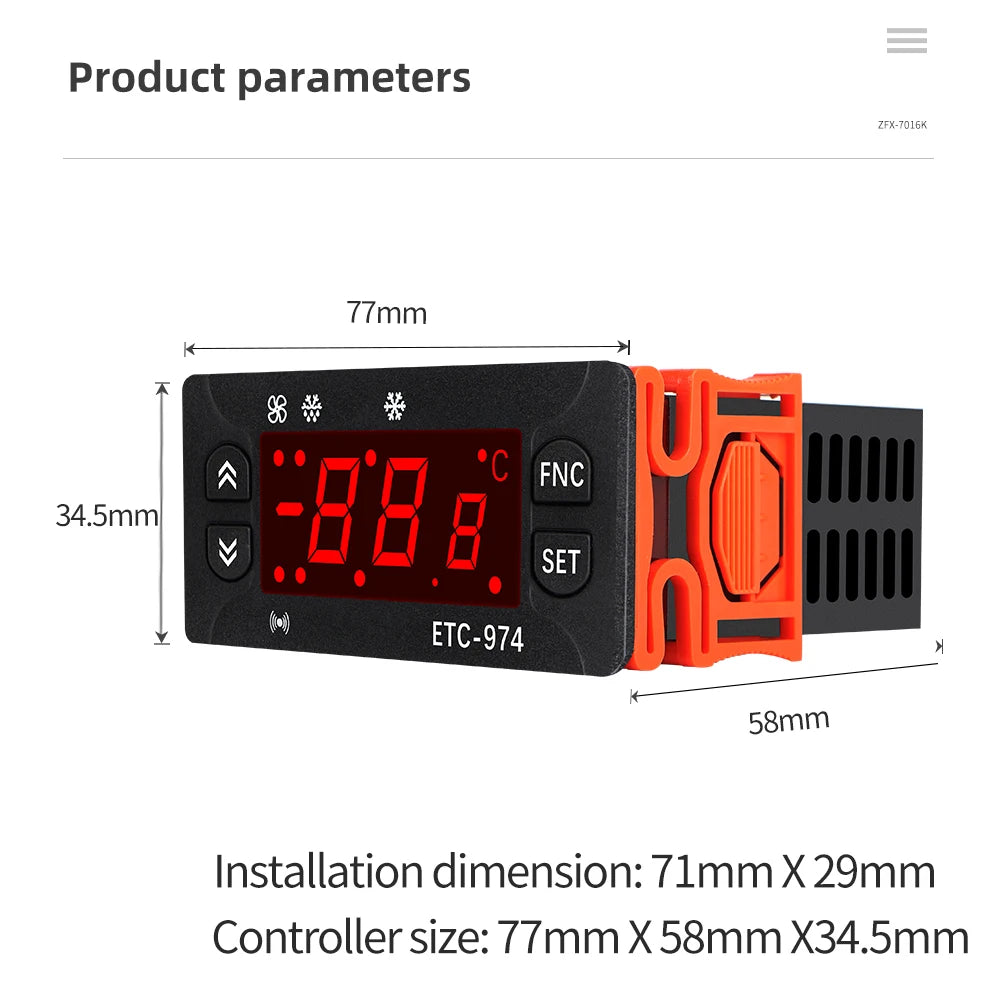 ETC-974 Mini Digital Temperature Controller 220V Thermostat Regulator with Dual NTC Sensors