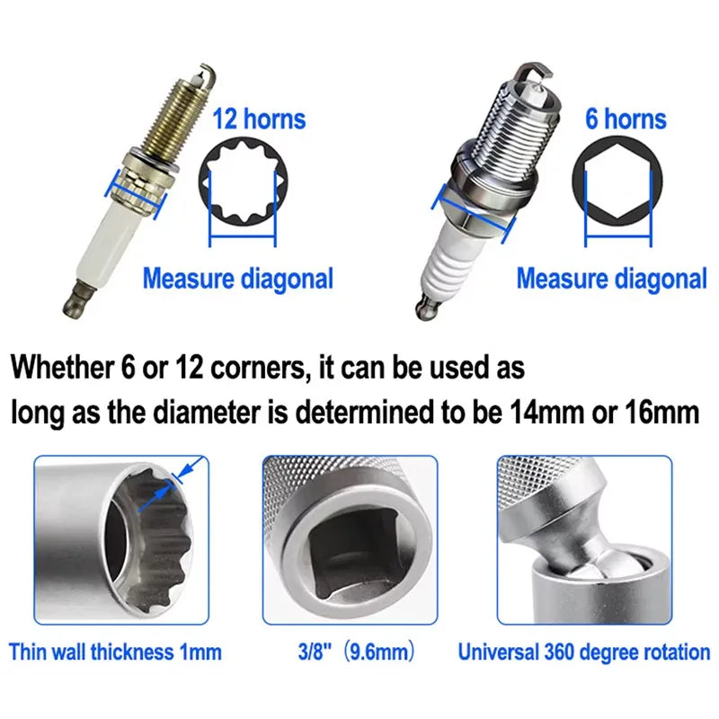 CowLost | product_id-14mm-16mm-spark-plug-socket-wrench-adapter-for-car-repair |3