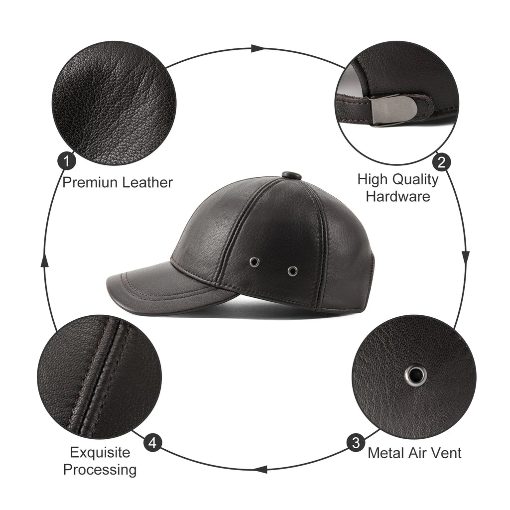 CowLost | feinion-genuine-leather-unisex-baseball-cap |2