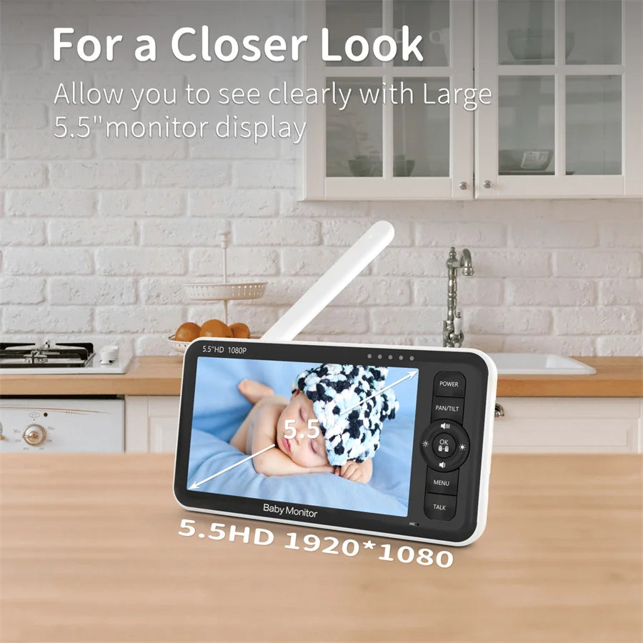 CowLost | baby-transport-accessories-babystar-5-5-hd-baby-monitor-with-pan-tilt-zoom-1000ft-range-no-wifi-night-vision-temperature-lullaby-two-way-audio-vox-mode |2