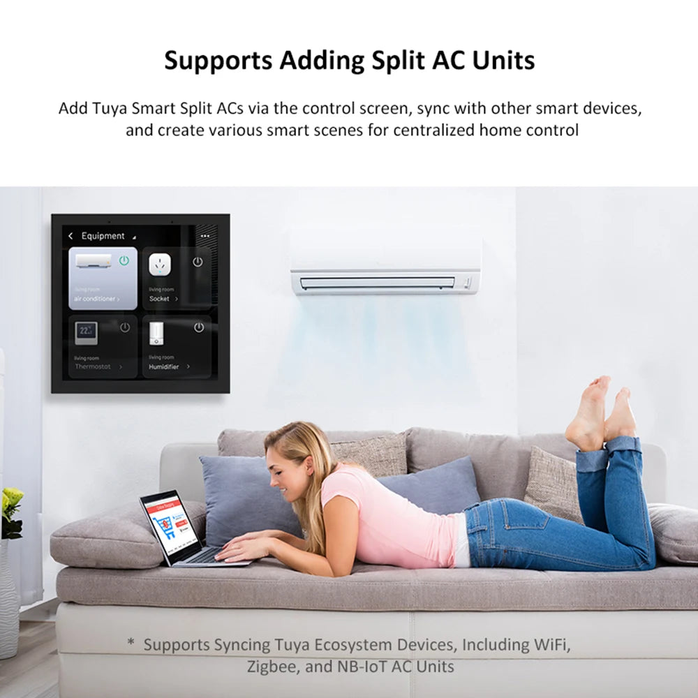 Tuya Smart 3-in-1 Central Control Panel LED Thermostat for Heating & Air Conditioner Fluorine Machine Support Linux