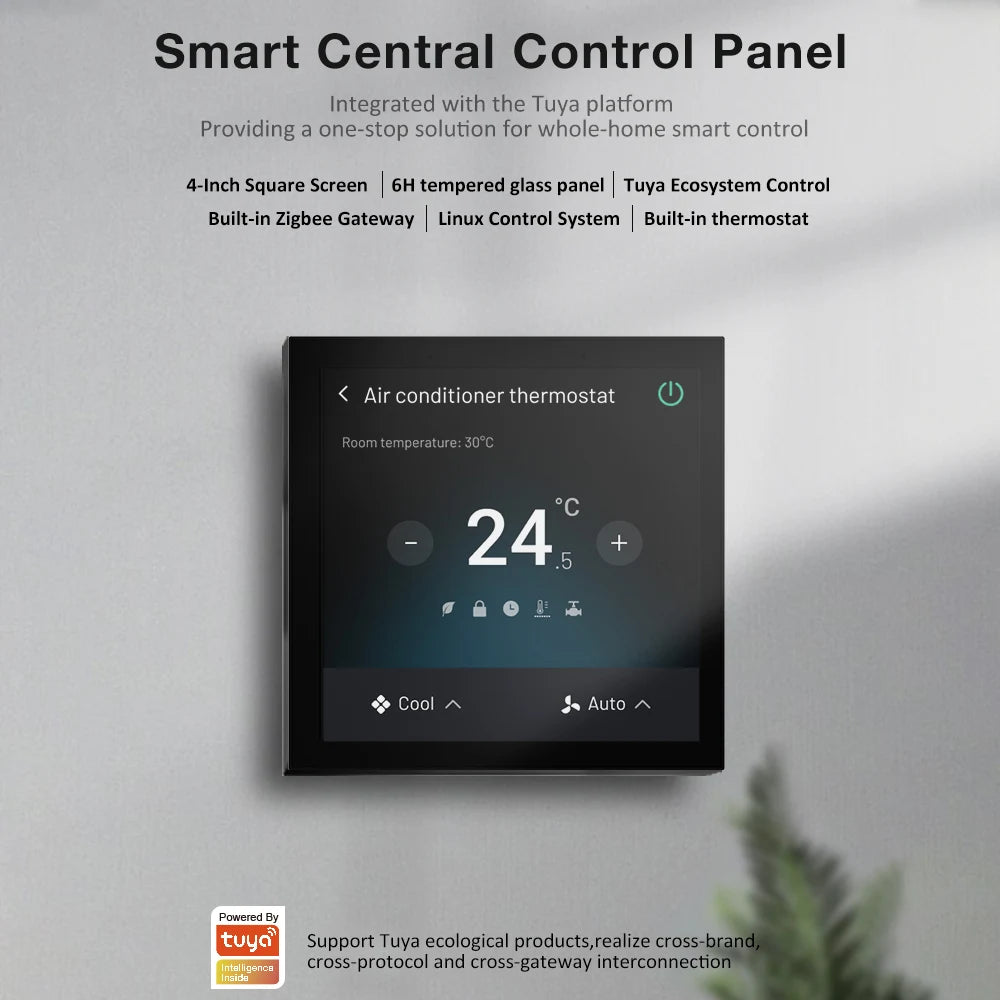 Tuya Smart 3-in-1 Central Control Panel LED Thermostat for Heating & Air Conditioner Fluorine Machine Support Linux