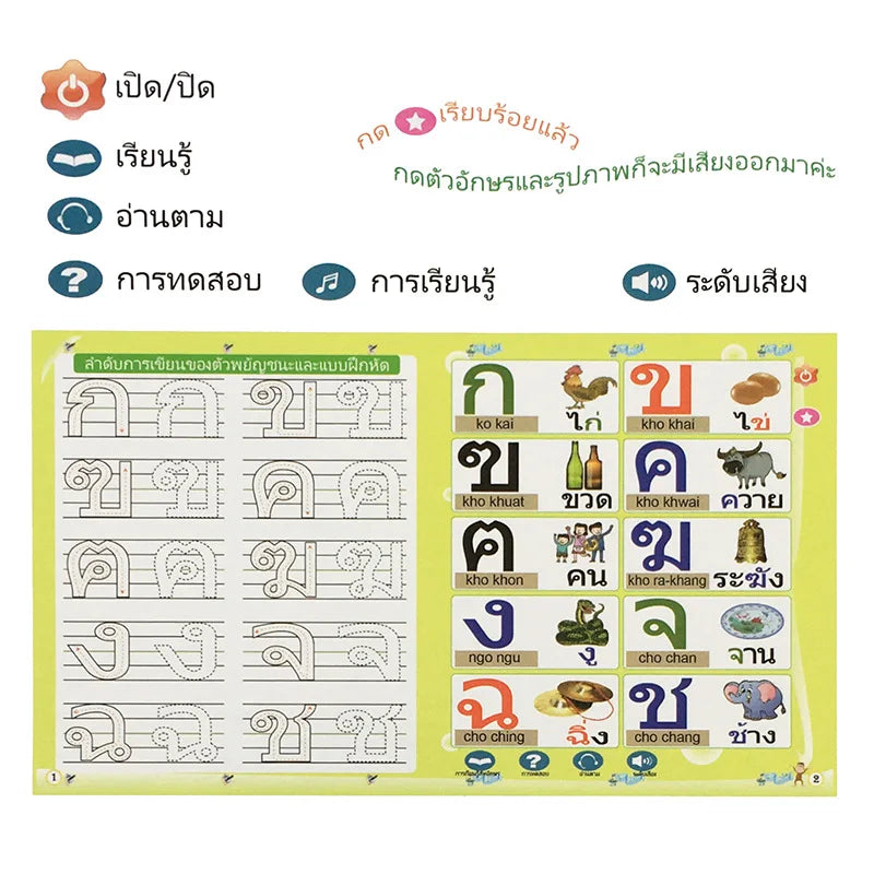 Thai Finger Point Reading Toy for Kids Early Education Audio E-Books Gift