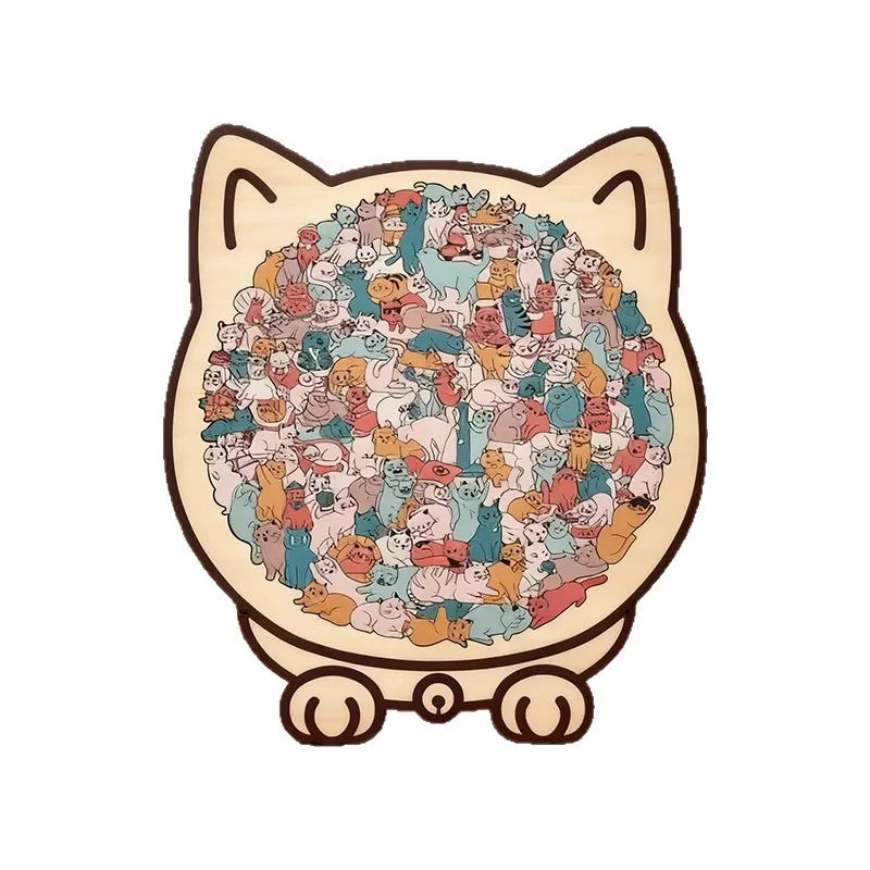 CowLost | product_id-colored-cat-wooden-jigsaw-puzzle-unique-animal-shape-creative-gift |20
