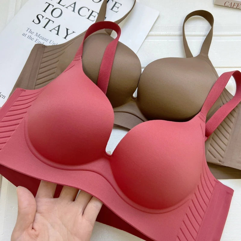 CowLost | product_id-red-seamless-wireless-push-up-bra-for-women-anti-sagging-wedding-breast-reduction |1
